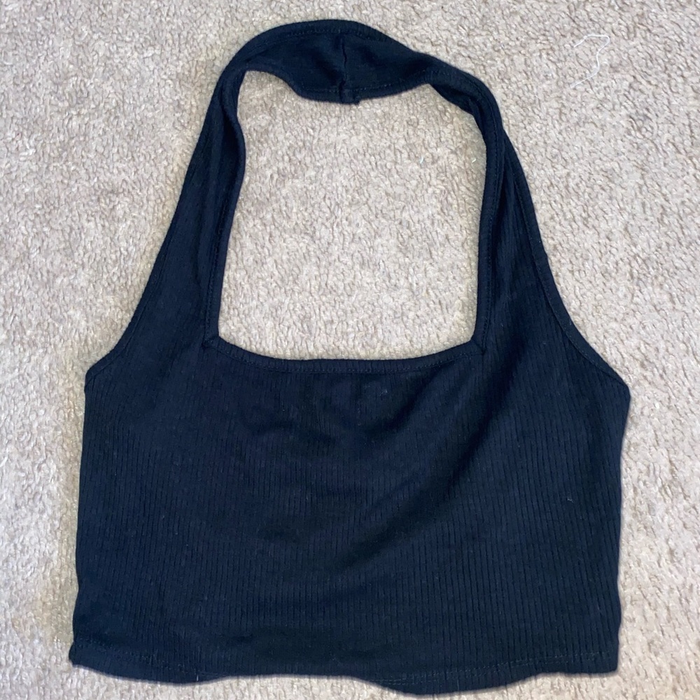 blue blush halter top